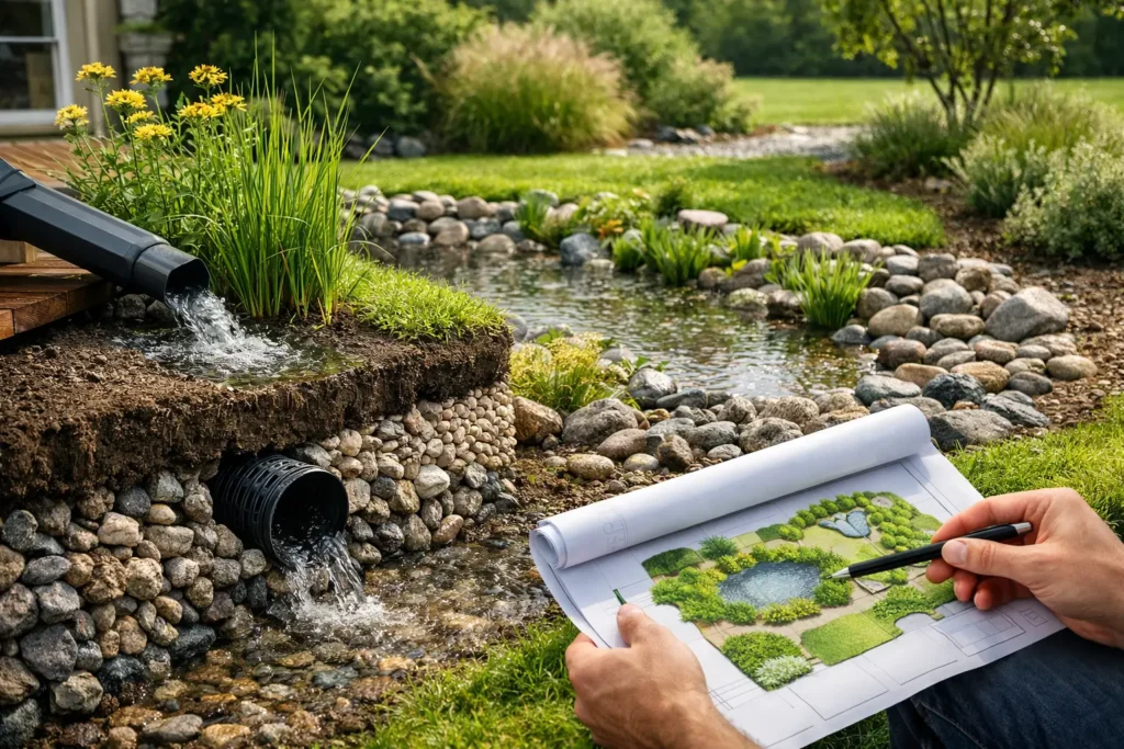 Regenwasser-Versickerung im Garten planen